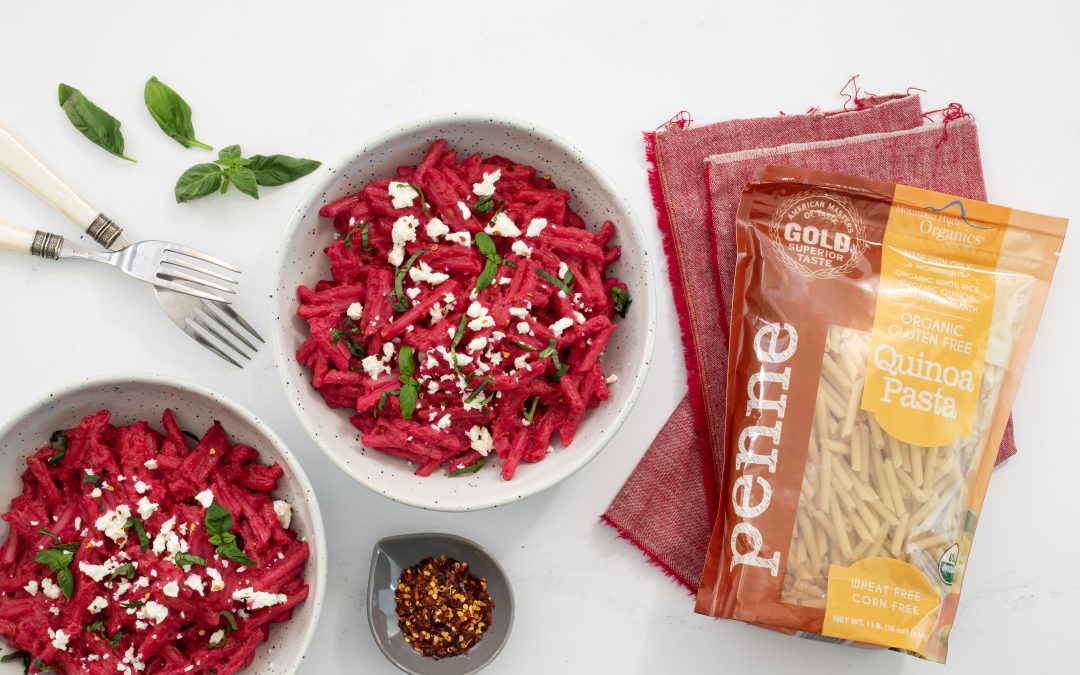 Gluten-Free Pink Beet Pasta with Feta